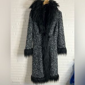 Betsey Johnson RARE VINTAGE 90s faux fur Gray and Black Coat